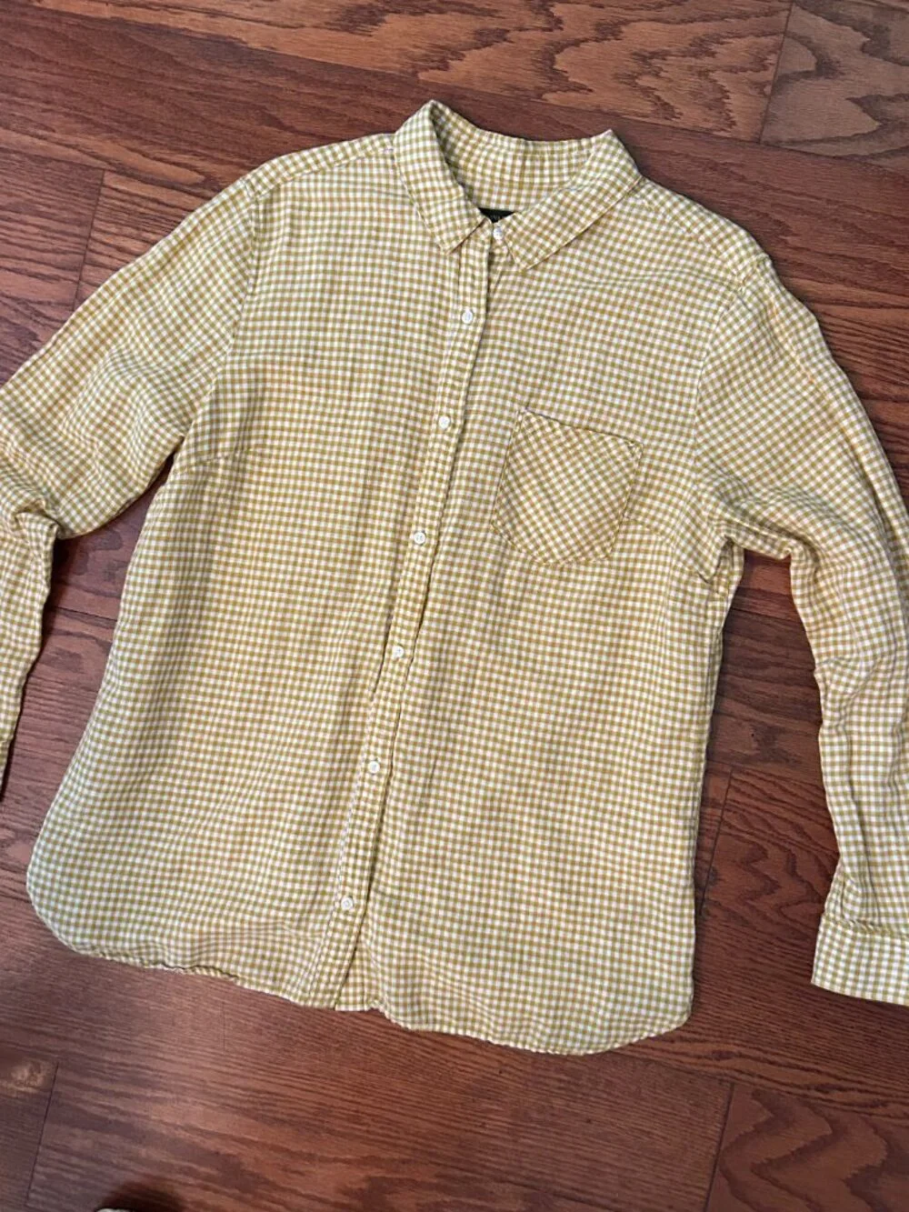 Banana Republic Mens Linen Blend Gingham Check Long Sleeve Size XL Button Up